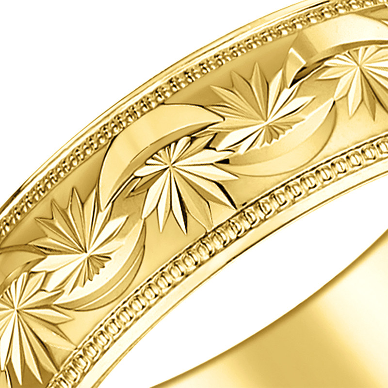 9ct Yellow Gold Star Design Wedding Ring - Image 2