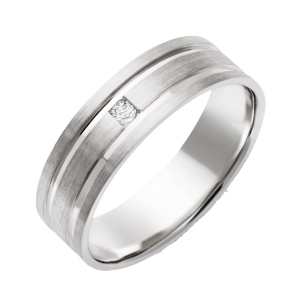 6mm 9ct White Gold 0.05ct Round Diamond Ring