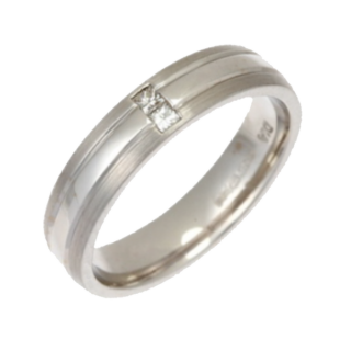 4mm 18ct White Gold Court 0.06ct Princess Cut Diamond Ring