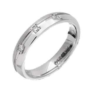 4mm 9ct White Gold Court 0.06ct Round Diamond Ring