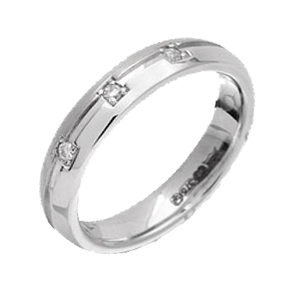 4mm 9ct White Gold Court 0.06ct Round Diamond Ring