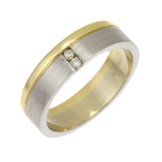 5mm 18ct White & Yellow Gold Flat Court 0.04ct Round Diamond Ring