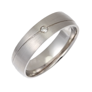 6mm 9ct White Gold Court 0.03ct Round Diamond Ring