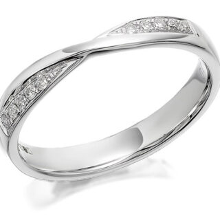 3mm 9ct White Gold with a Twist set with 0.10ct Diamond Ring