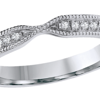 3mm 9ct White Gold 0.10ct Diamond Set Twist Ring