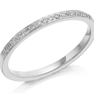1.5mm 9ct White Gold Court 0.10ct Rounmd Diamonds Wedding Ring
