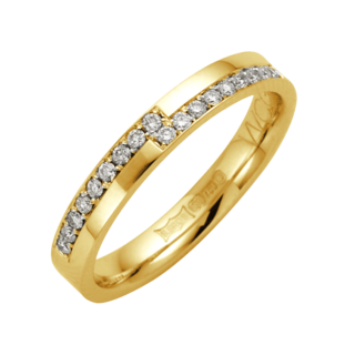 3mm 9ct Yellow Gold Flat Court 0.18ct Round Diamond Eternity Ring