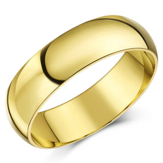 6mm 14ct Yellow Gold Light Court Wedding Ring