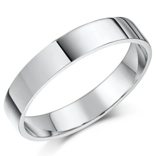 4mm 9ct White Gold Heavy Flat Wedding Ring