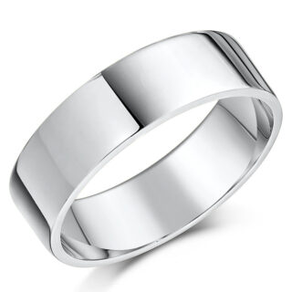 7mm 18ct White Gold Heavy Flat Wedding Ring