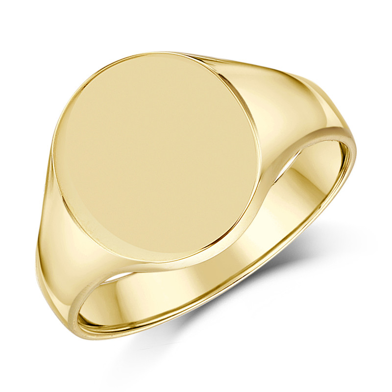 9ct Yellow Gold Medium Weight Oval Shape Signet Ring
