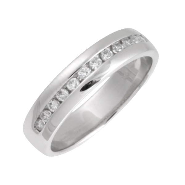 4mm 18ct White Gold Court 0.25ct Round Diamond Wedding Ring