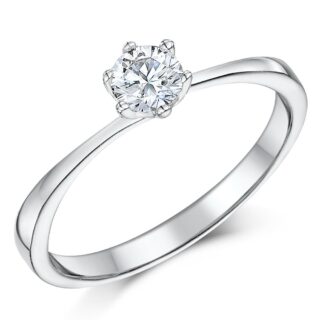 9ct White Gold Quarter Carat Diamond Six Claw Solitaire Six Claw Engagement Ring