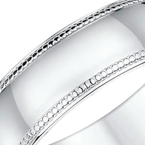 9ct White Gold Millgrain Wedding Ring - Image 2