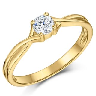 9ct Yellow Gold Third Carat Diamond Twist Solitaire Engagement Ring