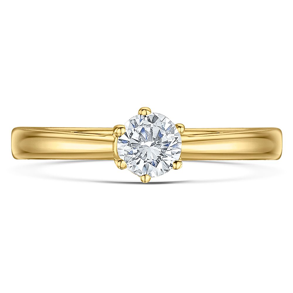9ct Yellow Gold Third Carat Diamond Six Claw Solitaire Six Claw Engagement Ring - Image 2