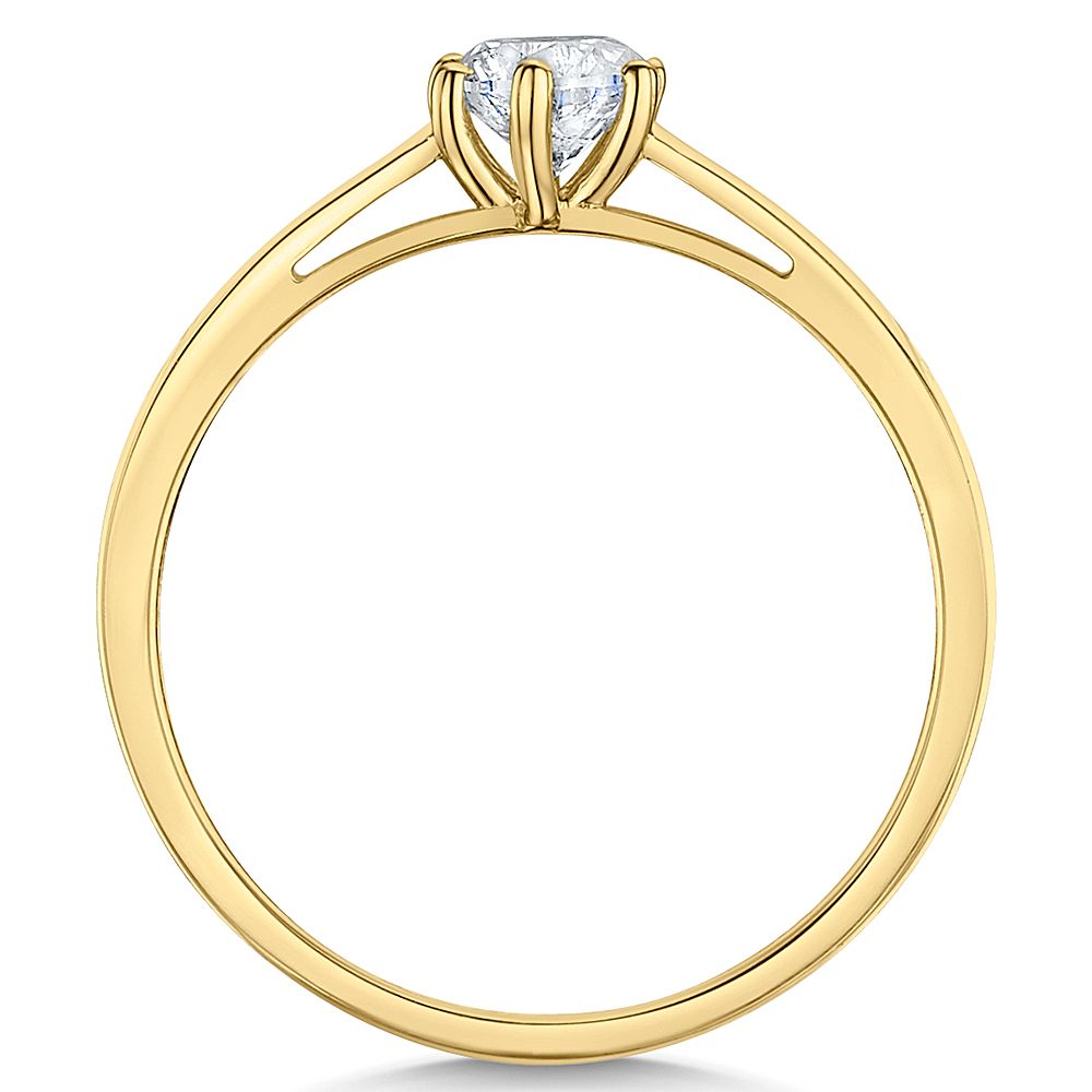 9ct Yellow Gold Third Carat Diamond Six Claw Solitaire Six Claw Engagement Ring - Image 3