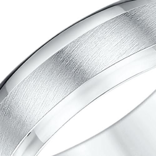 9ct White Gold Matt Center Heavy D Wedding Ring - Image 2