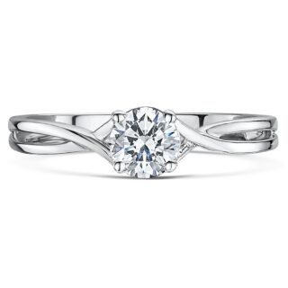 9ct White Gold Third Carat Diamond Twist Solitaire Engagement Ring