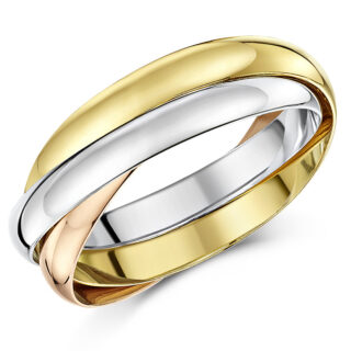 3mm 18ct Three Colour Gold Russian Wedding Ring
