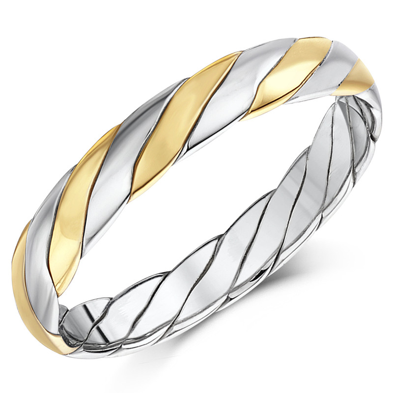 9ct White & Yellow Gold Twisted Ring