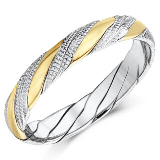 9ct White & Yellow Gold Millgrain Twisted Ring