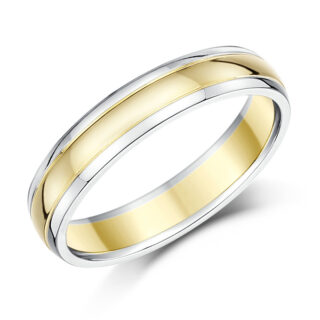 4mm 9ct Two Colour Gold Court Wedding Ring