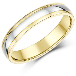 4mm 9ct Two Colour Gold Court Wedding Ring