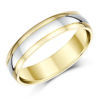 5mm 9ct Two Colour Gold Court Wedding Ring