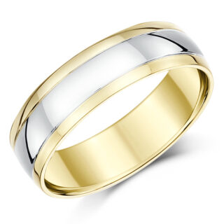 6mm 9ct Two Colour Gold Court Wedding Ring