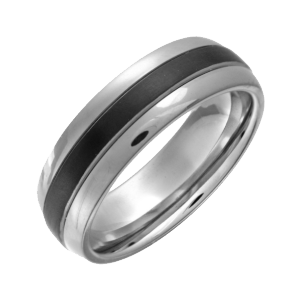 Titanium Court Black Center 7mm Ring