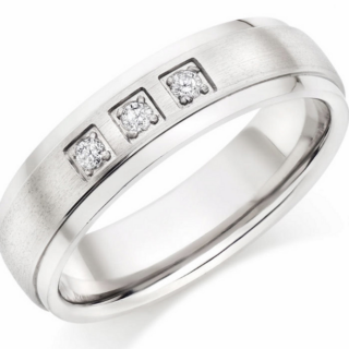 Titanium Flat Court Matt Center set with 0.09 carat Diamond 6mm Ring
