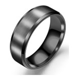 Titanium IP Black Flat Court Brushed Centre and Polished Bevelled Edges 6mm Ring