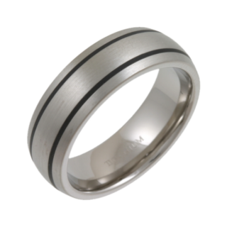 Titanium and Enamel Inlay Court Matt 7mm Ring