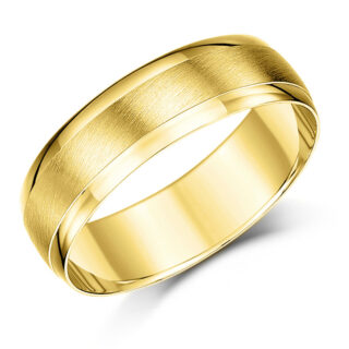 18ct Yellow Gold Matt Center Heavy D Wedding Ring